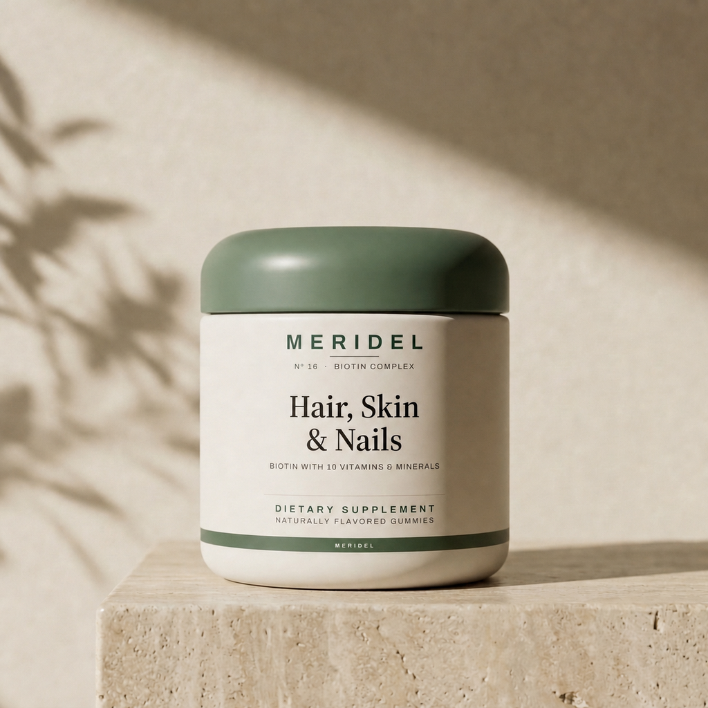 Meridel Hair, Skin & Nails — product bottle